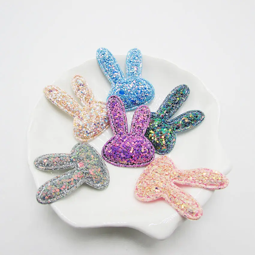 

30pcs/lot Upscale Glitter Sequin Cartoon Rabbit Butterfly Patches Appliques For Clothes Sewing Supplies DIY Craft Decoration