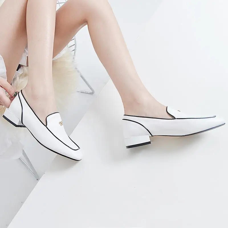 ALLBITEFO/Женская обувь из мягкой натуральной кожи на высоком каблуке; модная обувь для отдыха для девочек; женская обувь на высоком каблуке; цвет белый, черный; туфли-лодочки