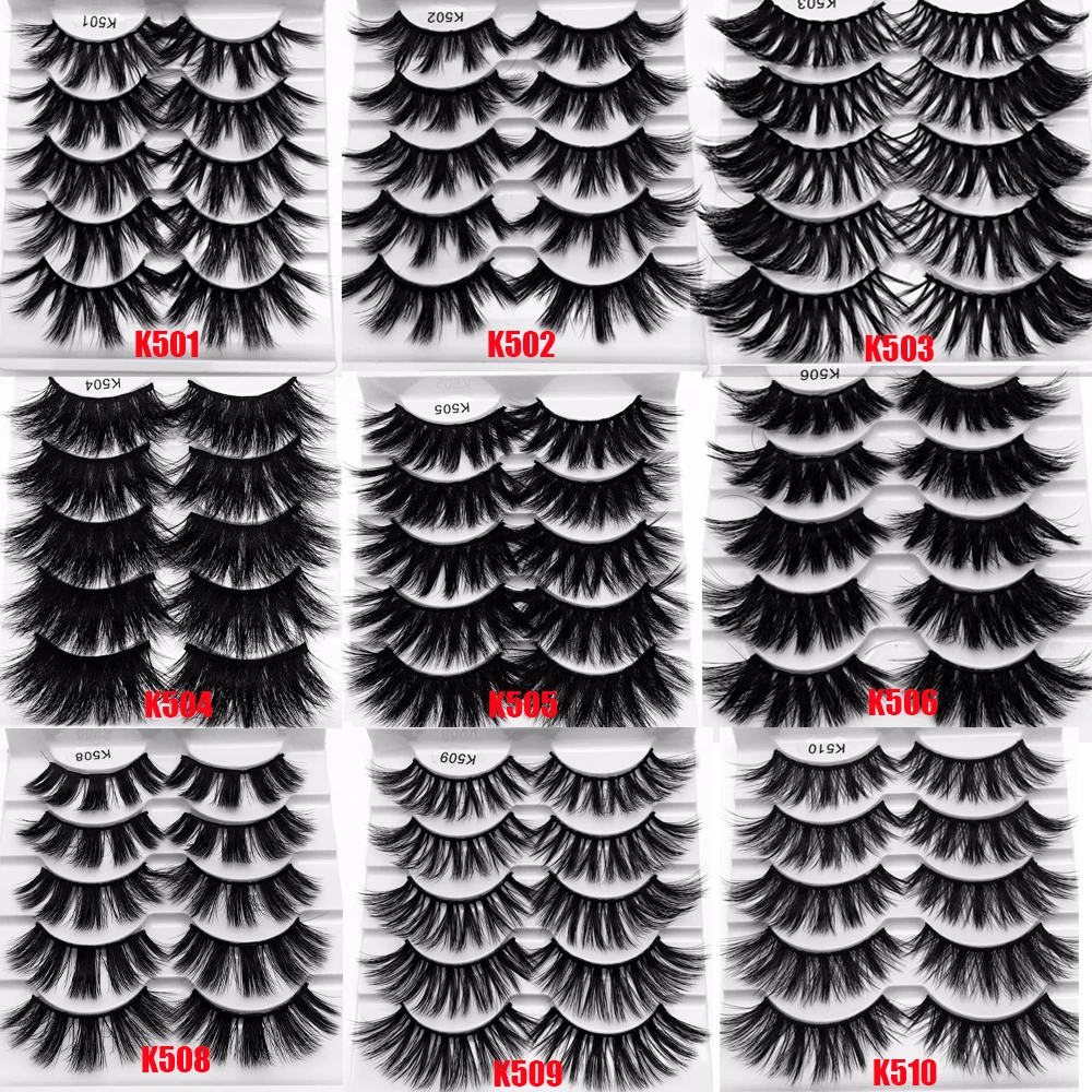 

5 Pairs Multilayers 5D Mink Hair False Eyelashes Natural Long Wispies Flfuffy Eyelashes Extension Full Volume thick Eye Makeup