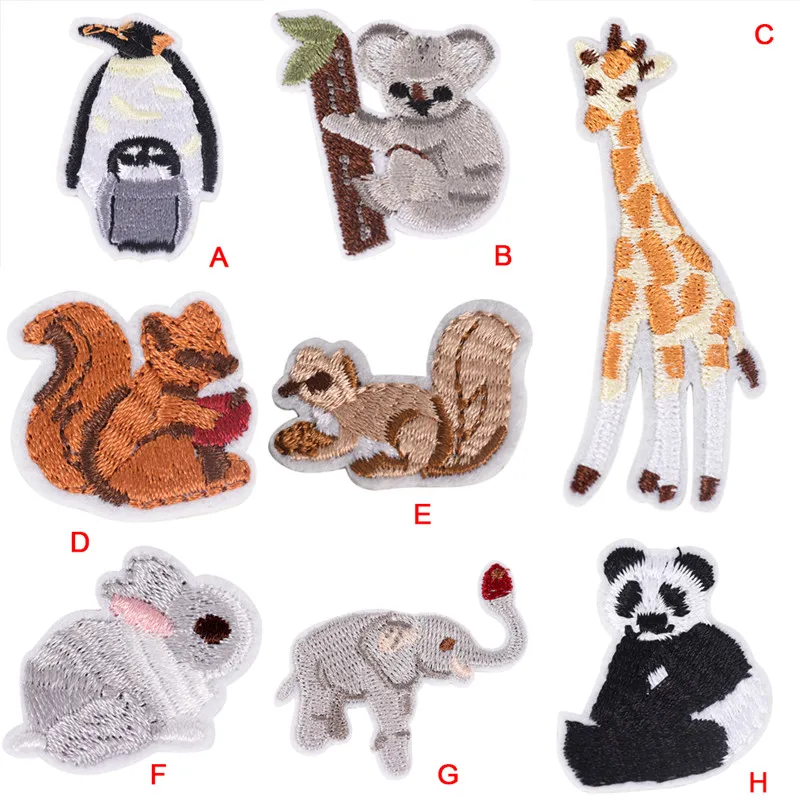 Embroidered Cloth Iron Cute Panda Elephant Badge Patch For Colthing DIY Decorative Fashion Apparel