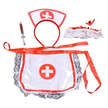 

Nurse Costume Nurse Suit Hat Syringe Foot Cover Role Play Costume Props