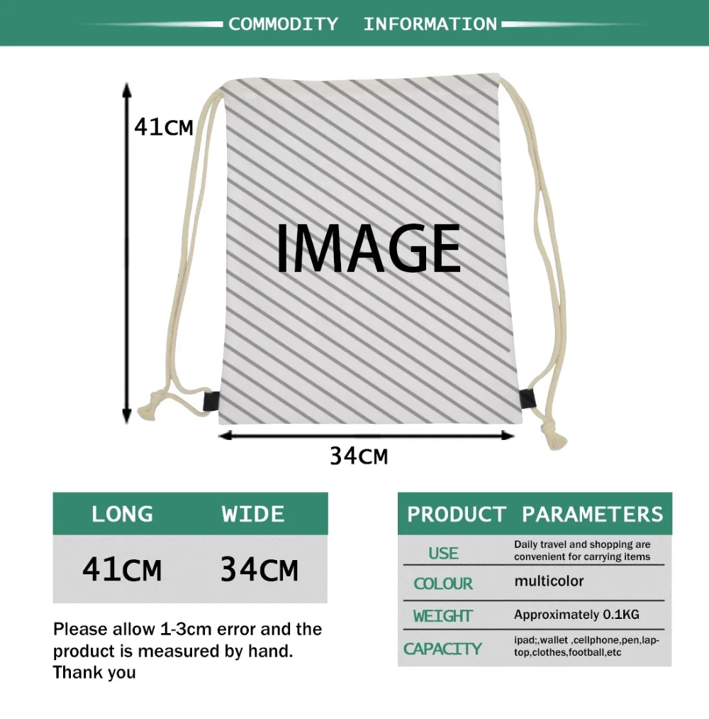 Customized Draw Strings Bag Backpack Package Any image is Available The only need is a picture