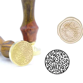 

Alphabet Pattern Wax Seal Stamp B30 Custom Wax Stamp Initial Stamp Wood Handle DIY Ancient Seal Retro Stamp