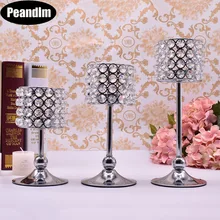 Candelero plateado y dorado de 3 uds de Peandim, candelero plateado de cristal, candelabro central de decoración romántica para boda, candelabros de mesa central