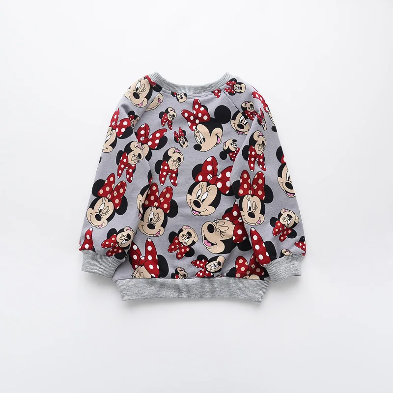 Детская одежда, футболка хлопковая рубашка с круглым вырезом и принтом мышки для девочек от 3 до 7 лет серый свитер с длинными рукавами топы для девочек
