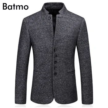 

Batmo 2017 new arrival High quality wool gray men's suits,casual suit men,men's Business blazer,plus-size S to XXXL