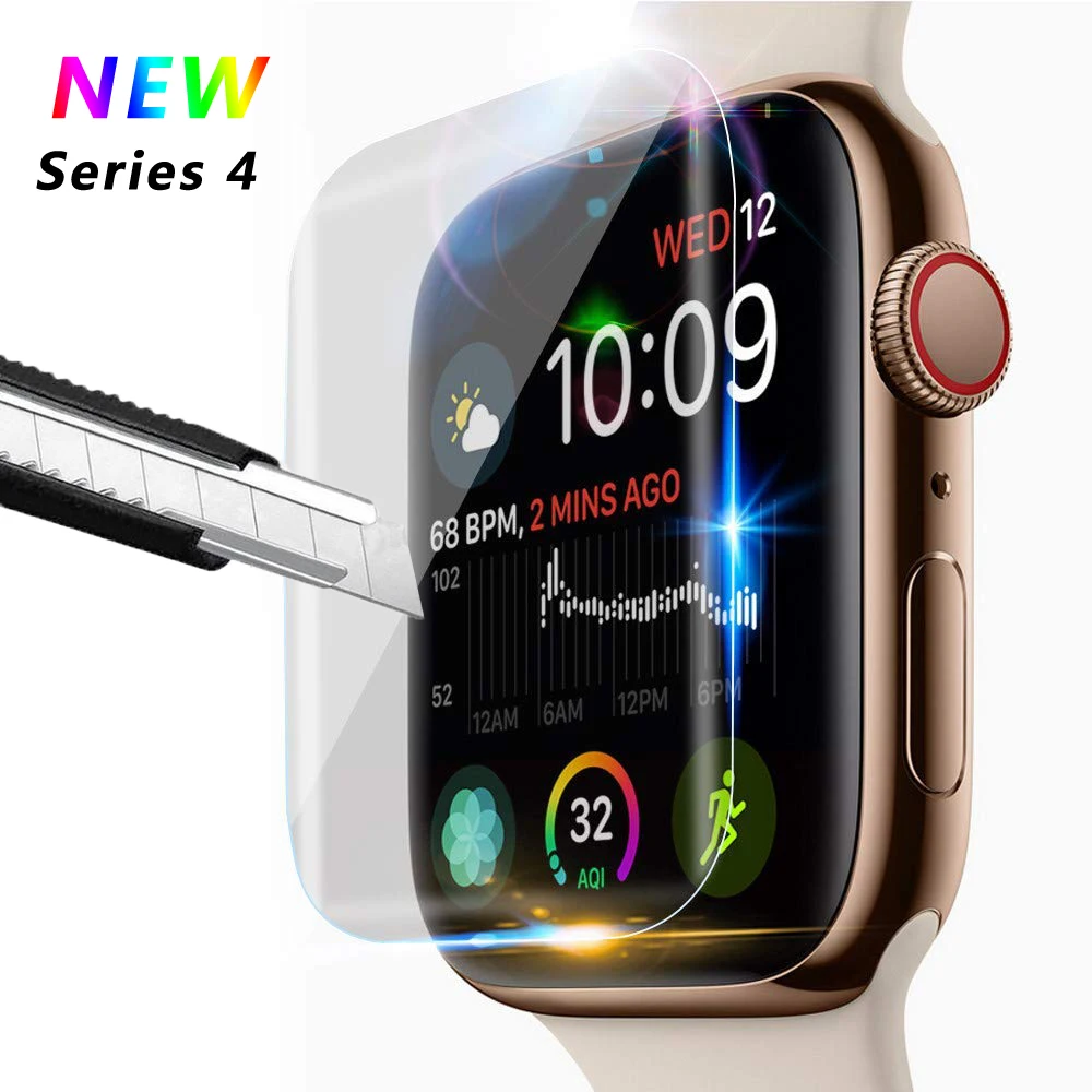 

OSRUI Screen Protector For cover Apple Watch Series 4 44mm 40mm Soft Film Iwatch band 9D Anti-Shock Protective Full Coverage