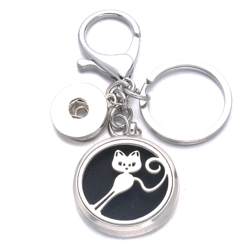 

High quality kitten Pendant Keychain 18mm Snap button Female Bag Jewelry Accessories Randomly sent Five pieces of sponge HJ66
