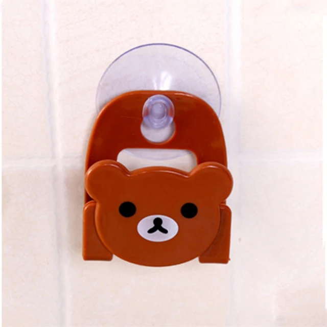 Cartoon Bear Cat Wall Mounted type Bathroom Storage Box Cat Soap bar Holder Sponge Holder Kitchen Tools Hook Drain Shelf Bag 6