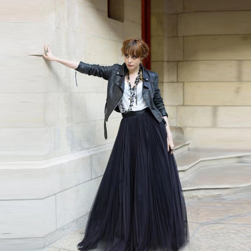floor length black tulle skirt