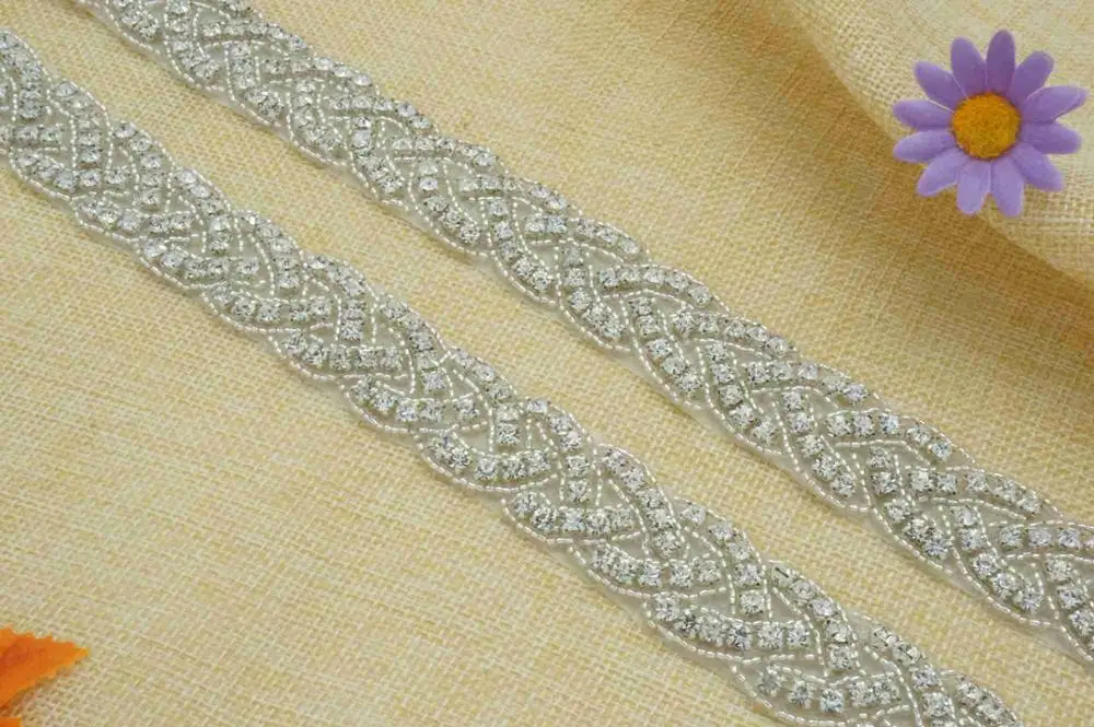 ShiDianYi серебряные стразы аппликация пояс невесты кристалл жемчуг ленты Свадьба для свадебная одежда подружки невесты платья 10PCS-RA118-Y515 - Цвет: RA-027-10 yards