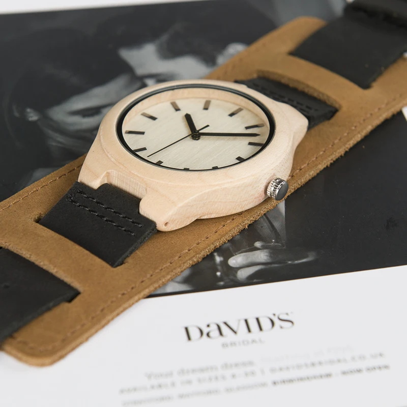 BOBO BIRD LF21 Men's Wooden Watch Casual Handcraft Quartz Movement Montre Homme with Soft Leather Wristwatches Men