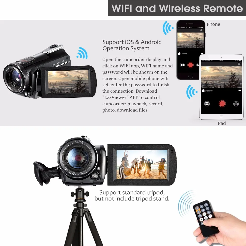 Ordro HDV AC1 Vedio камера 4K с Wifi широкоугольным объективом ночная съемка|vedio camera|ordro