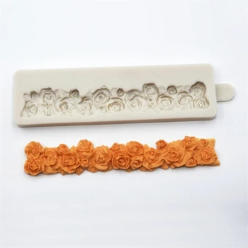 

Long Shape Rose Bouquet Fondant Cake Silicone Mold Candy Chocolate Molds Cookies Mould Biscuits Baking Cake Decoration Tools