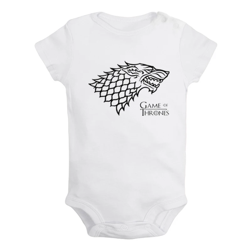 Game of Thrones House Stark Direwolf Winter Is Coming Design Newborn Girls Outfits Jumpsuit Print Infant Bodysuit Clothes