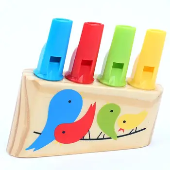 

Kids Baby Educational Wooden Rainbow Panpipe Whistle Birds Whistling Musical Toy