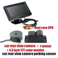 Большой primotion 3 в 1 Автомобильный видео монитор парковки 4,3 дюймов автомобильные зеркальные мониторы с камерой заднего вида и датчиком парковки s 1 датчик