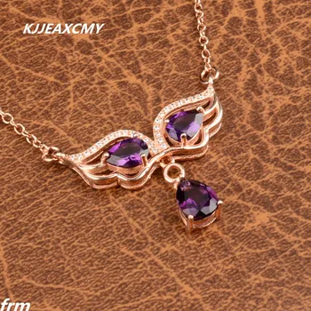 

KJJEAXCMY boutique jewelry,Natural Brazilian amethyst female cross clavicle chain woman beautiful chain oh 925 sterling silver