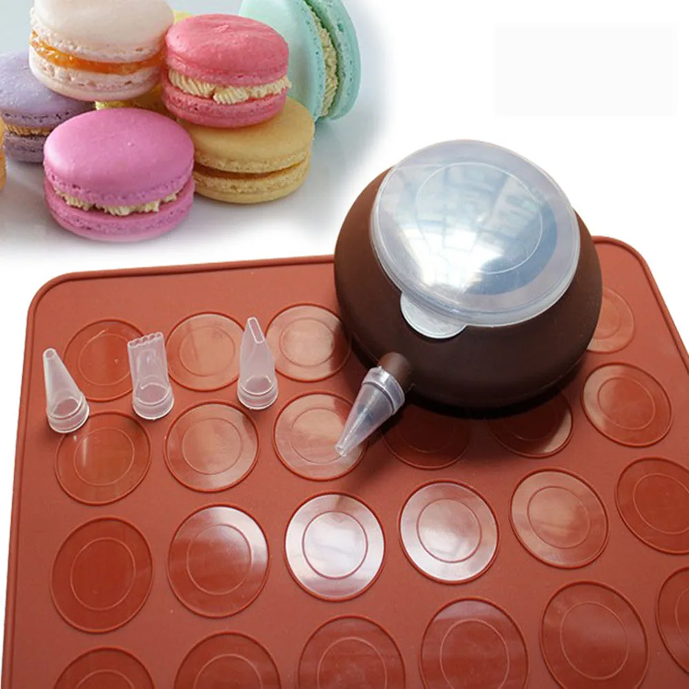 Buy 30 Holes Macaron Silicone Mat+Bake Cake Nozzles