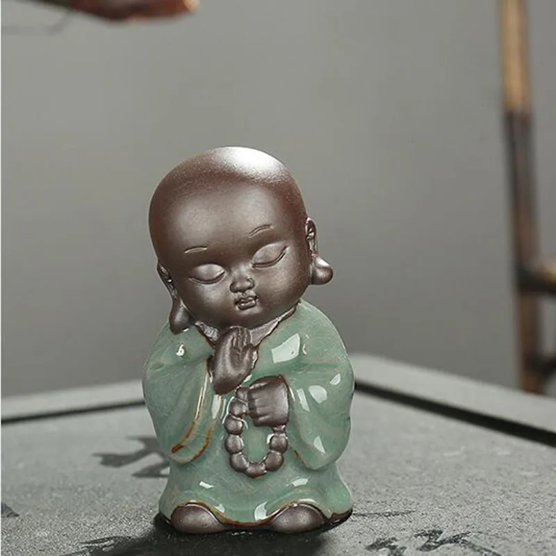 F Creative Boutique Smiling Buddha Tea font b Pet b font Ceramic Mad Monk Ornaments Kung