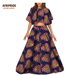 2018 spring 2-pieces suit for women AFRIPRIDE butterfly sleeve short top+pleated long skirt casual women suit 100%cotton A722675 2018 spring 2-pieces suit for women AFRIPRIDE butterfly sleeve short top+pleated long skirt casual women suit 100%cotton A722675