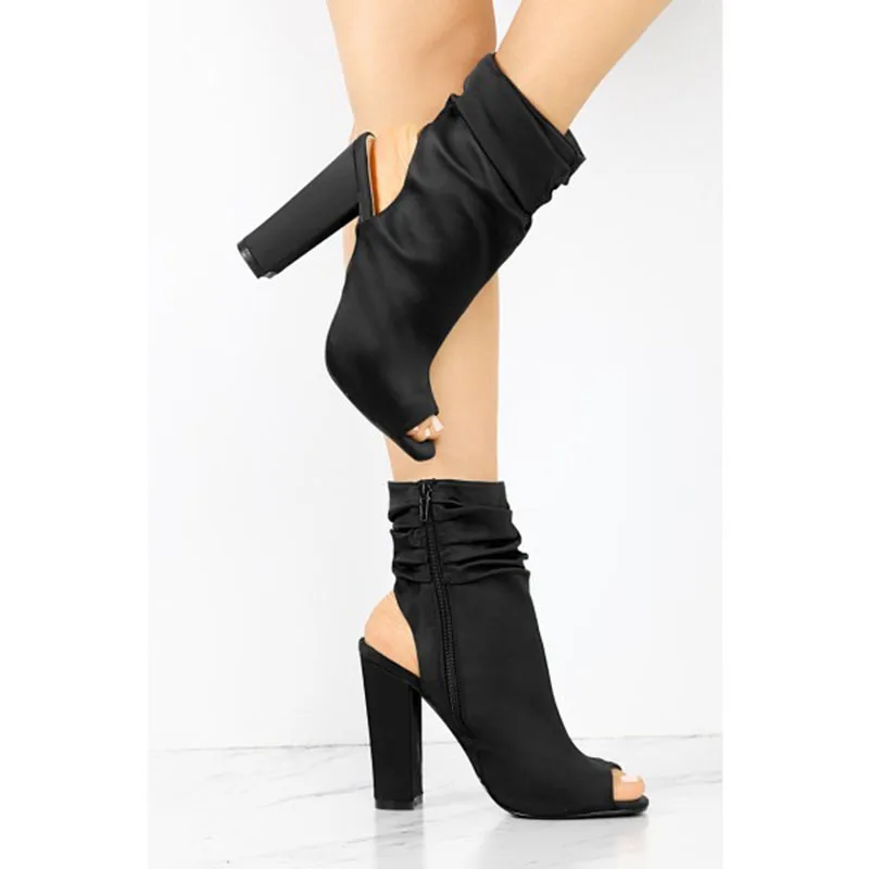 Chunky Negro Shoes11 13 Peep Mujeres Toe Tamaño Otoño Fsj01 Más Zapatos 2018 Slingback 12 Tacones Primavera Damas Bombas Moda xw1qvw0pZ