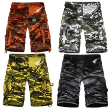 Летние армейские бермуды с несколькими карманами, камуфляжные карго шорты для мужчин, камуфляжные желтые оранжевые вымытые черные снежные травы