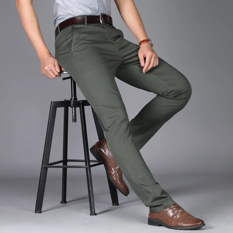 Men Suit Pants Casual Office High 