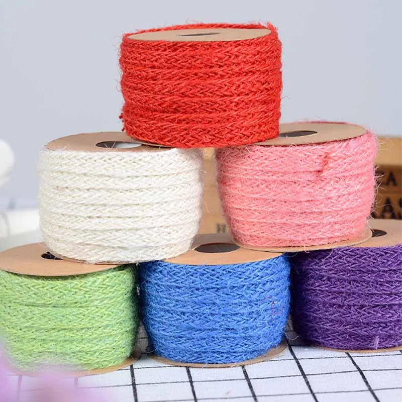 5meters Colorful Weave Jute Thread Cords 8mm Handmade Decoration Home
