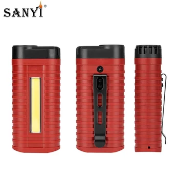 

LED Top Flashlight COB Working Inspection Light Floodlight 2 Modes LED Torch Portable Lantern Metal Clip Pocket Backpack Lamp