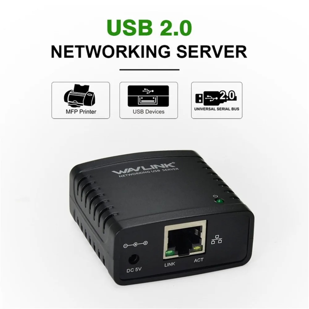 

Wavlink USB2.0 LPR Printer Adapter USB Hub High Speed 100Mbps Printer Sharing For Network Server Print Share LAN Networking