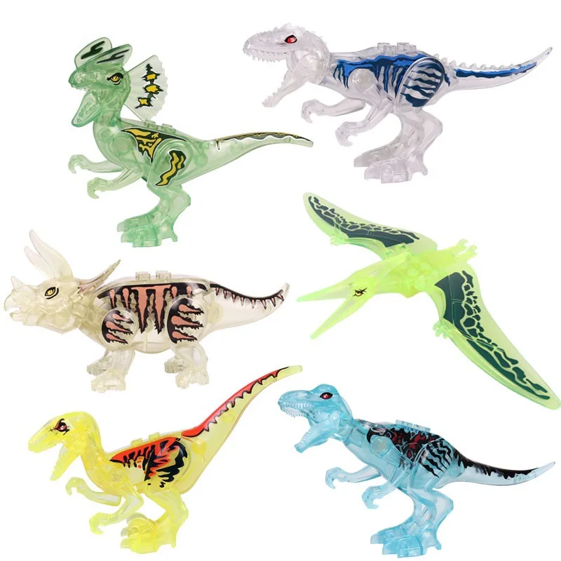 6 Styles Building Blocks  Crystal Dinosaurs Jurassic World Transparent Classic With Legoe Figures Bricks Toys  Kids F4