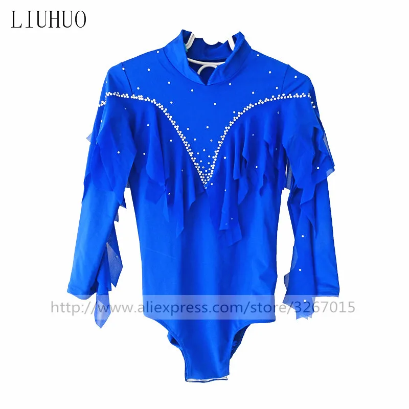 Liuhuo Ice Figure Skating Men Boys Performance Clothing Match Suit Blue