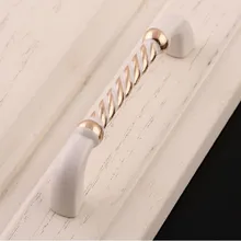 96mm white kitchen cabinet handles gold cupboard pull Ivory white zinc alloy drawer dresser wardrobe funiture handles pull knob