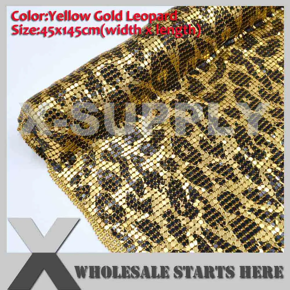 Металлическая алюминиевая ткань, Сетчатое покрытие, без железа, клеевая подложка, используется для бюстгальтера, свадебные вечерние платья, вечерние, покрытия - Цвет: Yellow Gold Leopard