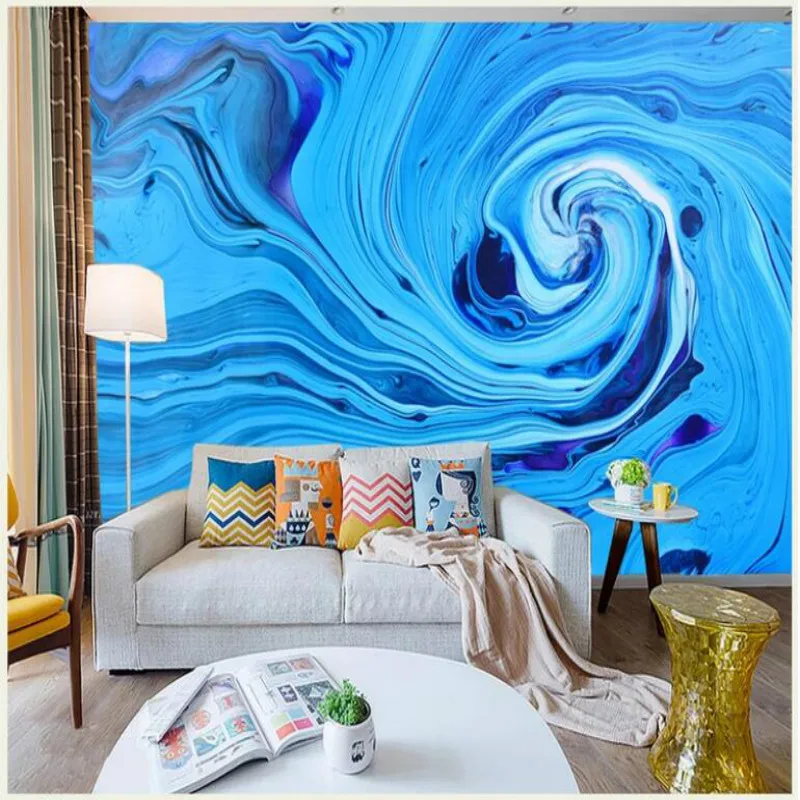 custom home improvement 3d wall paper rolls wallpaper for walls Swirl abstract blue classic oil