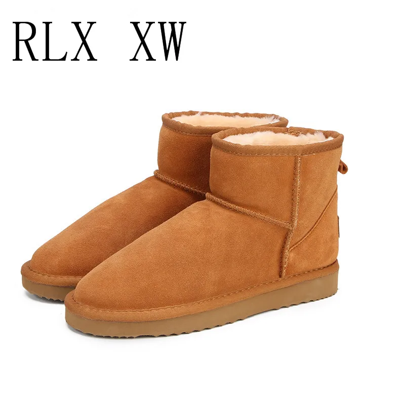 

Australia Women Snow Boots 100% Genuine Cowhide Leather Ankle Boots Warm Winter Boots Woman shoes large size 34-44