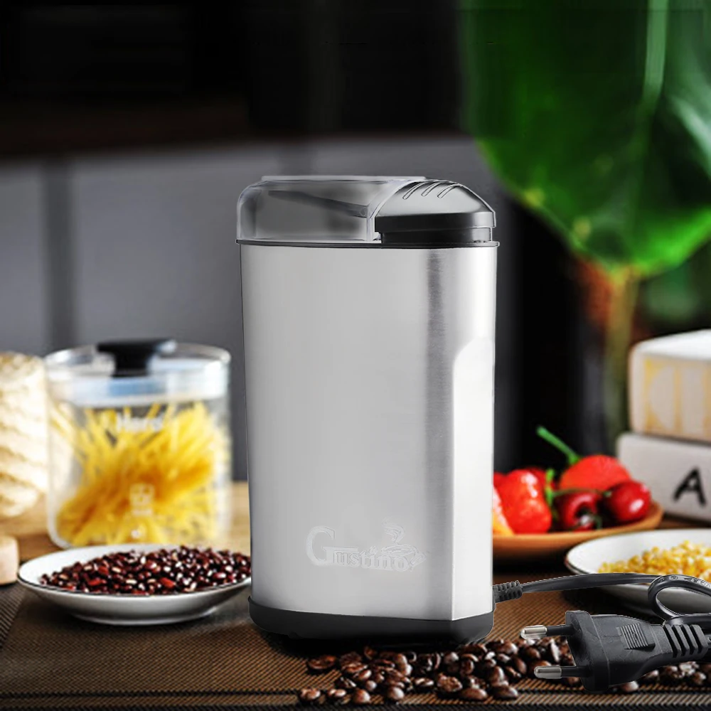 

Gustino Portable Electric Coffee Grinder Stainless Steel Powerful Coffee Bean Grind Machine Household Use AC 220-240V 200W