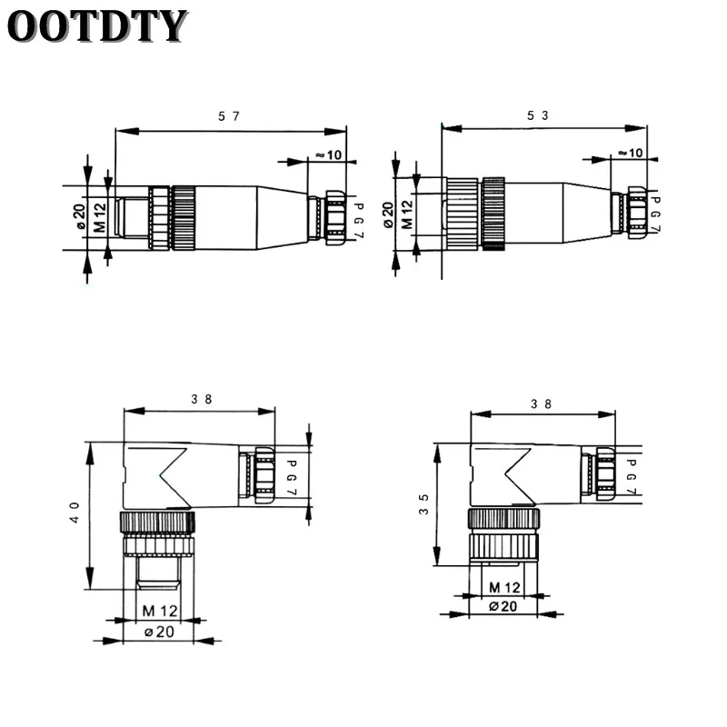 OOTDTY разъем датчика M12 водонепроницаемый мужской и женский прямой и угловой винт Резьбовая муфта 4 5 8 Pin Тип A