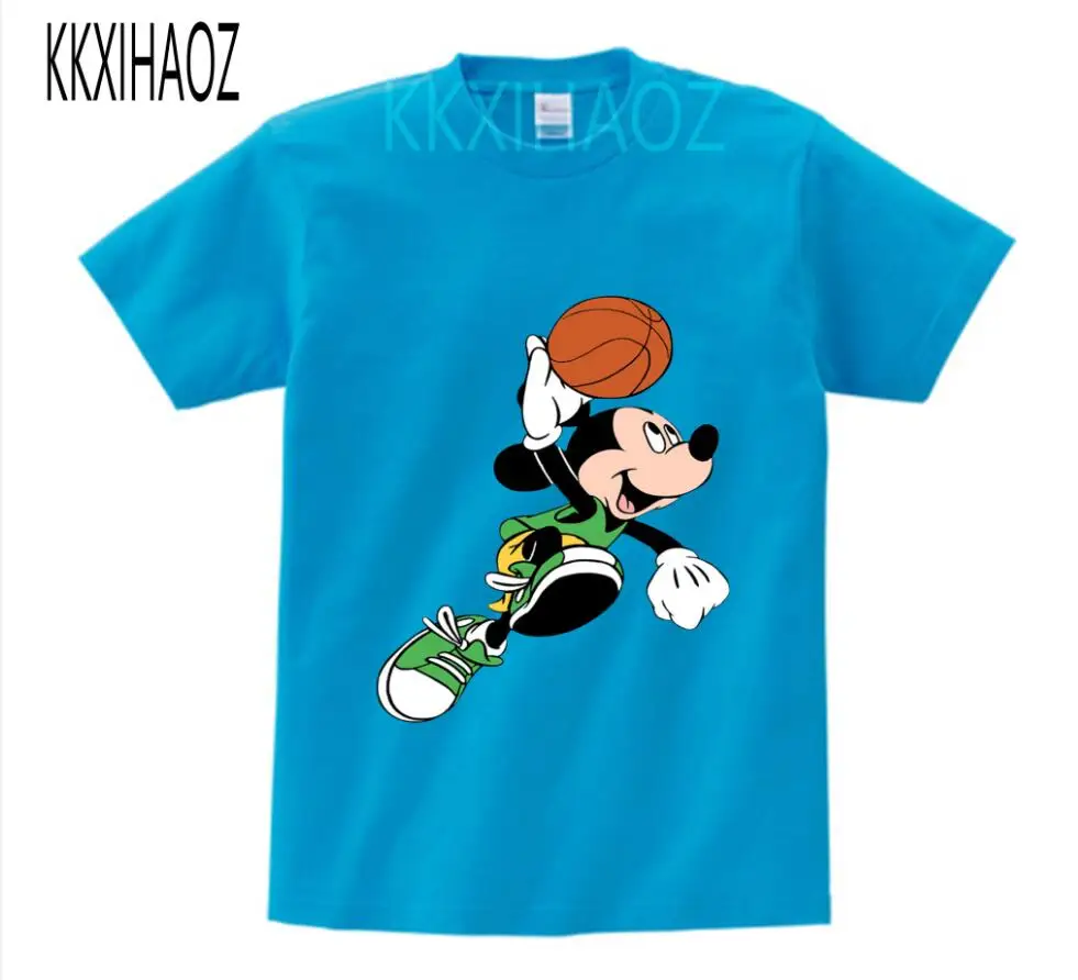 Коллекция года, летняя одежда для маленьких мальчиков футболка с рисунком Микки Мауса Для мальчиков и девочек детская футболка с короткими рукавами детская модная спортивная футболка - Цвет: blue childreT-shirt