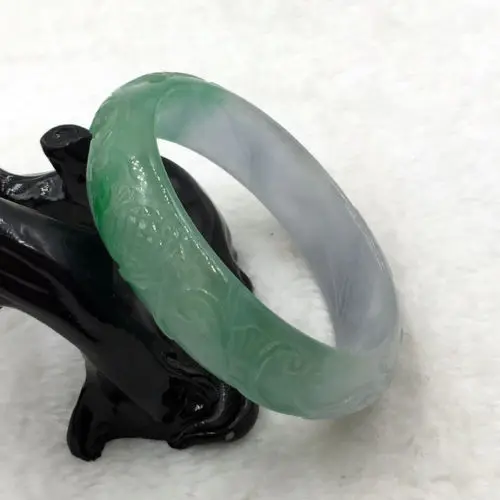 

2336 China Hand-carved Green Emerald Green Jadeite Jade Bracelet Bangle