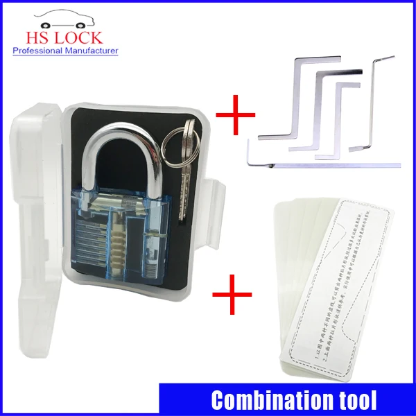

Blue padlock practice lock set with Nanomete Insert Sheet 5pcs Door Lock Opener with 5 pcs tension tools