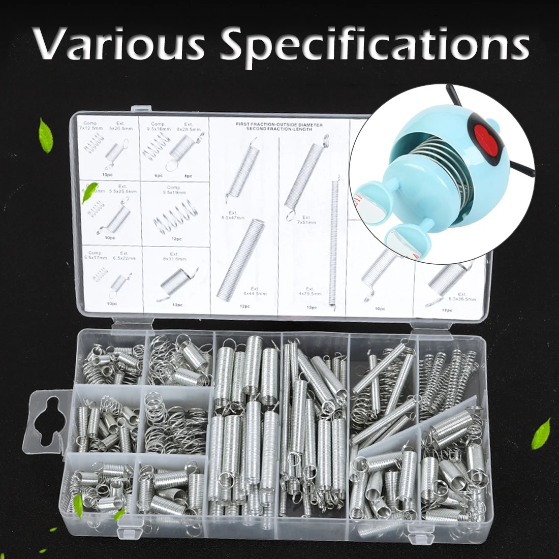 

200Pcs Electrical Hardware Drum Extension Tension Springs Pressure Suit Assorted Steel Spring Metal Assortment Hardware Kit