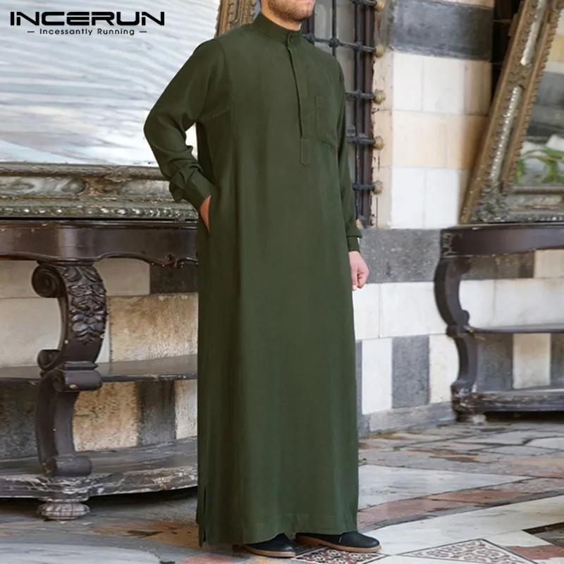 

Fashion Muslim Clothing Thobe Jubba Mens Robe Long Sleeve Saudi Arab Thobe Kaftan Ropa Arabe Islamic Thobe Indian Dress Robe