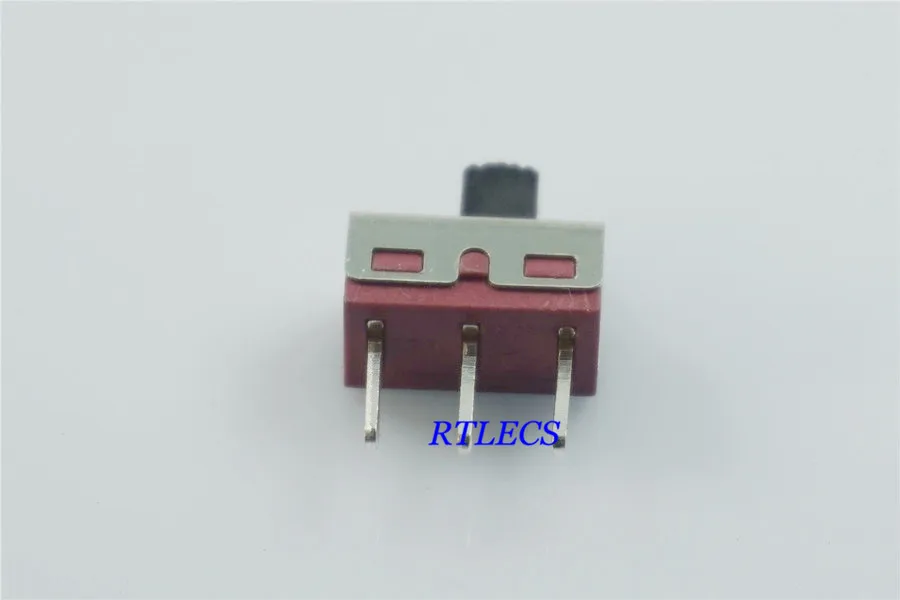 10 шт. скользящий переключатель 1P2T SPDT 3 pin рейтинг 2A 125 В красная изоляционная Ручка