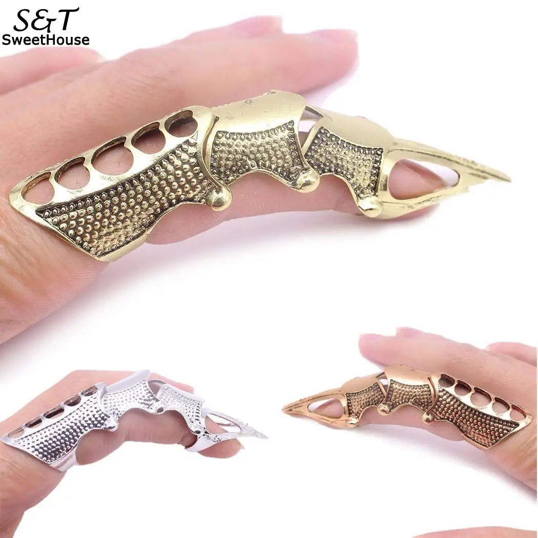 

Stack Finger Punk Rock Scroll Joint Armor Knuckle Ring Vintage Metal Claw Full Rings