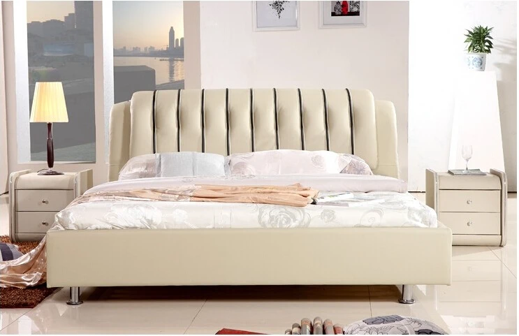 Высокое качество заводская цена королевский большого размера king size кожа мягкая кровать, мебель для спальни мягкая кровать 9610