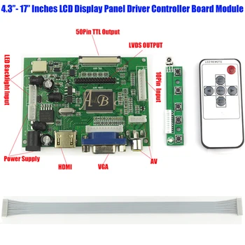 

10 Pcs HDMI VGA 2AV 50P TTL LVDS Driver Controller Board+ Remote Kit for Raspberry PI 3 4.3" - 17" IPS TFT LCD Display Panel DIY