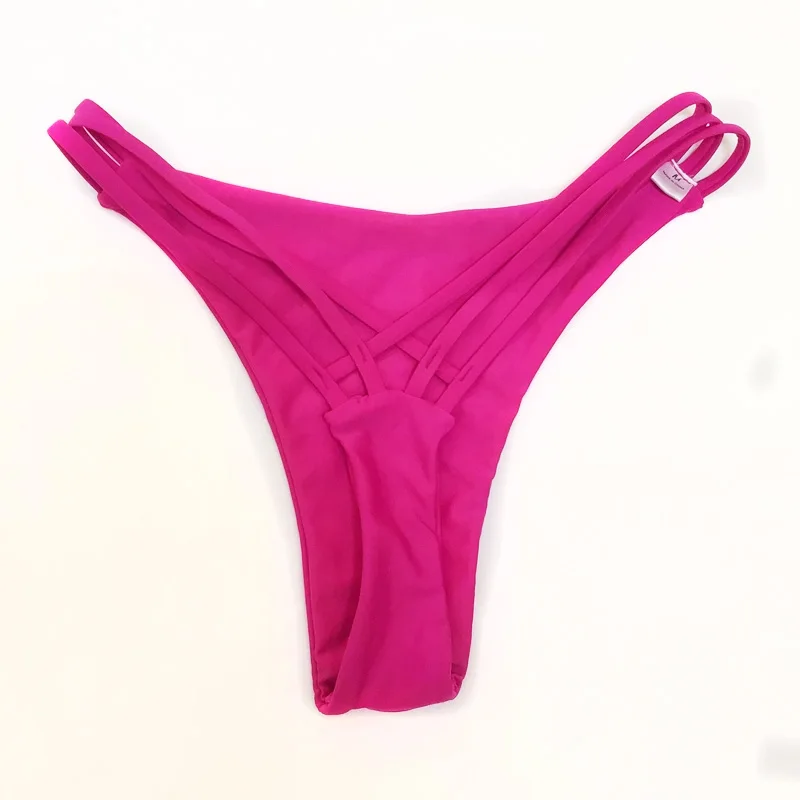 Женская одежда для плавания дерзкое бикини с регулируемыми боковыми завязками бразильские стринги купальник Классический крой НИЗ БИКИНИ для плавания - Цвет: peach