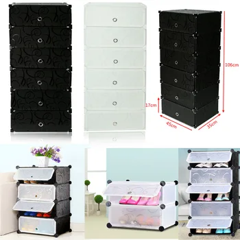 

2 Colors 6 Cabinets Interlocking DIY Shoe Bookcase Clothing Cube Storage Rack Stand Shelves Home Shoe Closet Storage Organizer